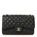 Caviar Quilted Jumbo Double Flap Navy Blue