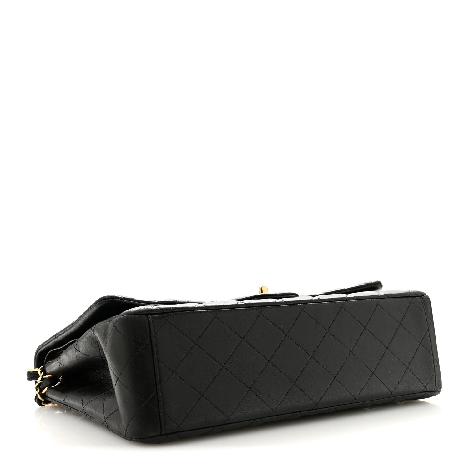 Lambskin Quilted Maxi Double Flap Black