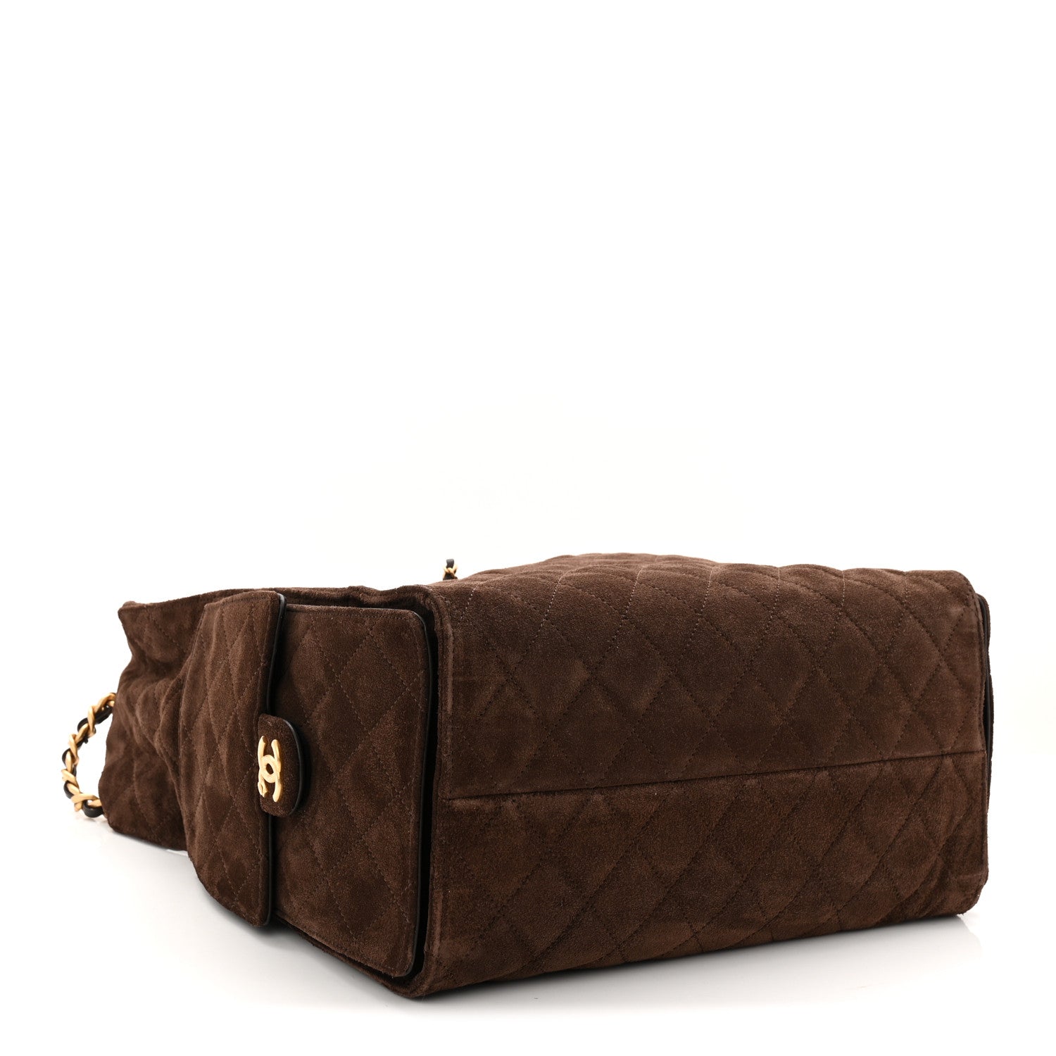 Suede Quilted Medium Chanel 25 Handbag Dark Brown