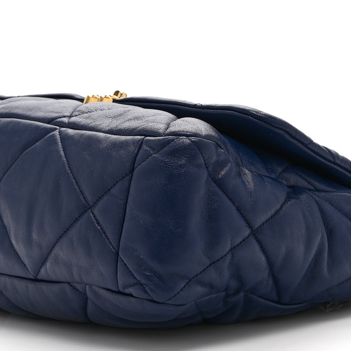 Goatskin Quilted Maxi Chanel 19 Flap Navy Blue