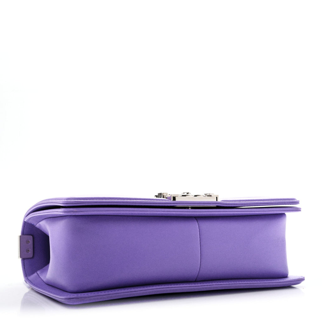 Calfskin Quilted Medium Boy Flap Purple