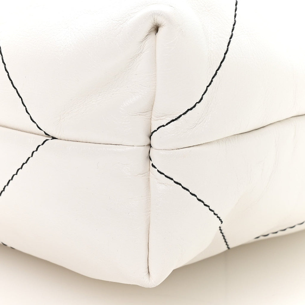 Shiny Calfskin Quilted Chanel 22 White Black