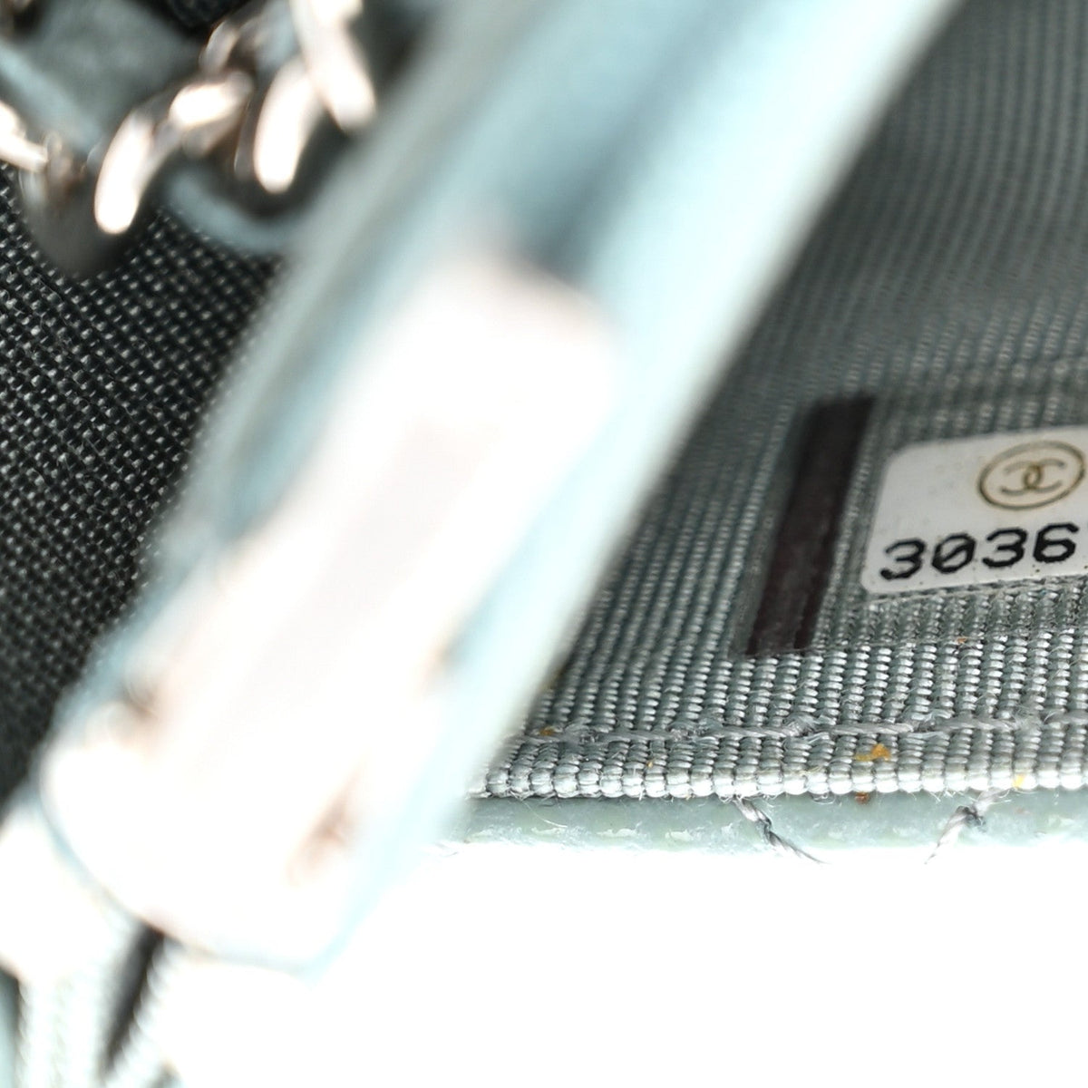 Caviar Quilted Wallet on Chain WOC Light Blue