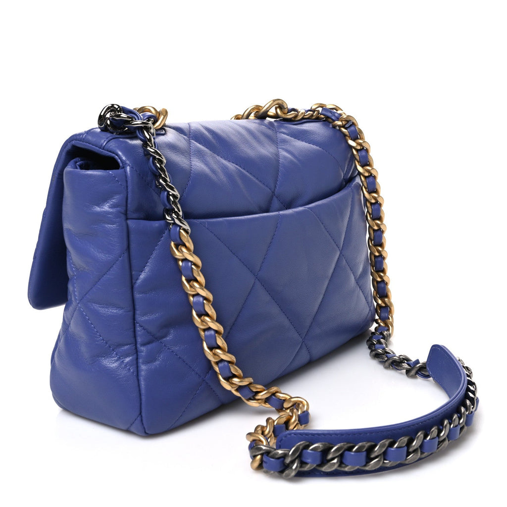 Lambskin Quilted Large Chanel 19 Flap Purple