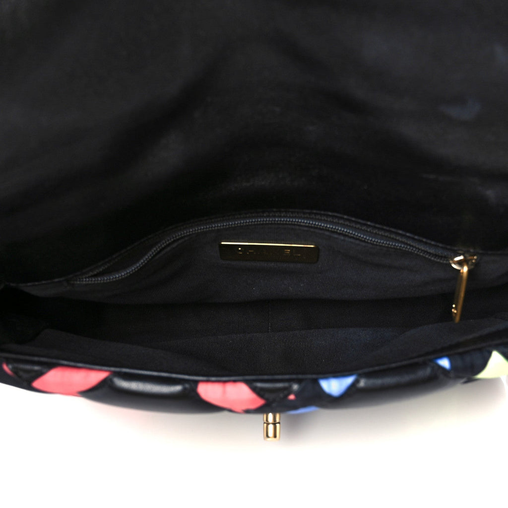 Lambskin Printed Fabric Medium Chanel 19 Flap Black Multicolor