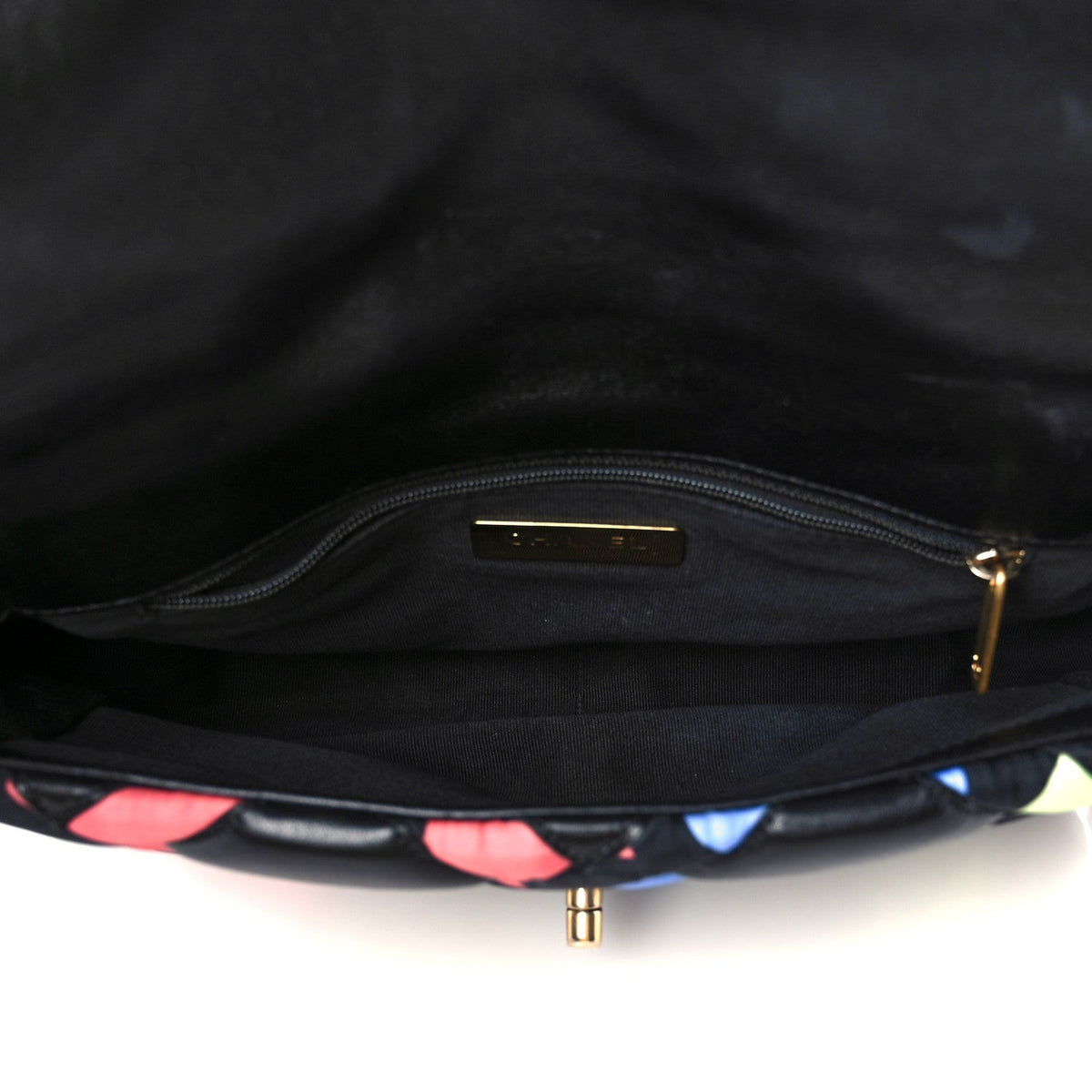 Lambskin Printed Fabric Medium Chanel 19 Flap Black Multicolor