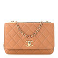 Lambskin Quilted Trendy CC Wallet On Chain WOC Beige