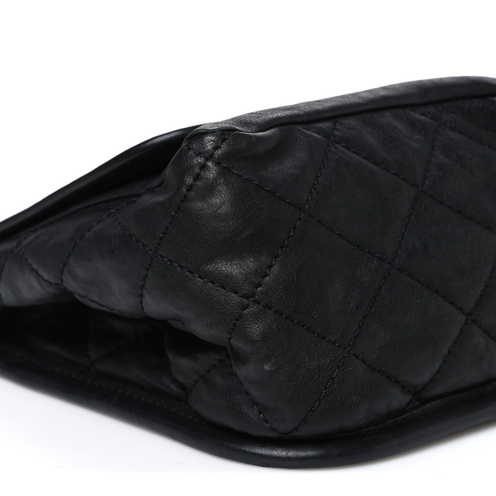 Aged Calfskin Quilted 2.55 Reissue Chain Flap Black