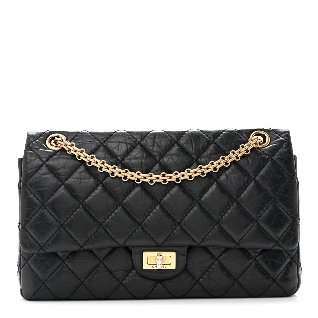 Aged Calfskin Quilted 2.55 Reissue 226 Flap Black