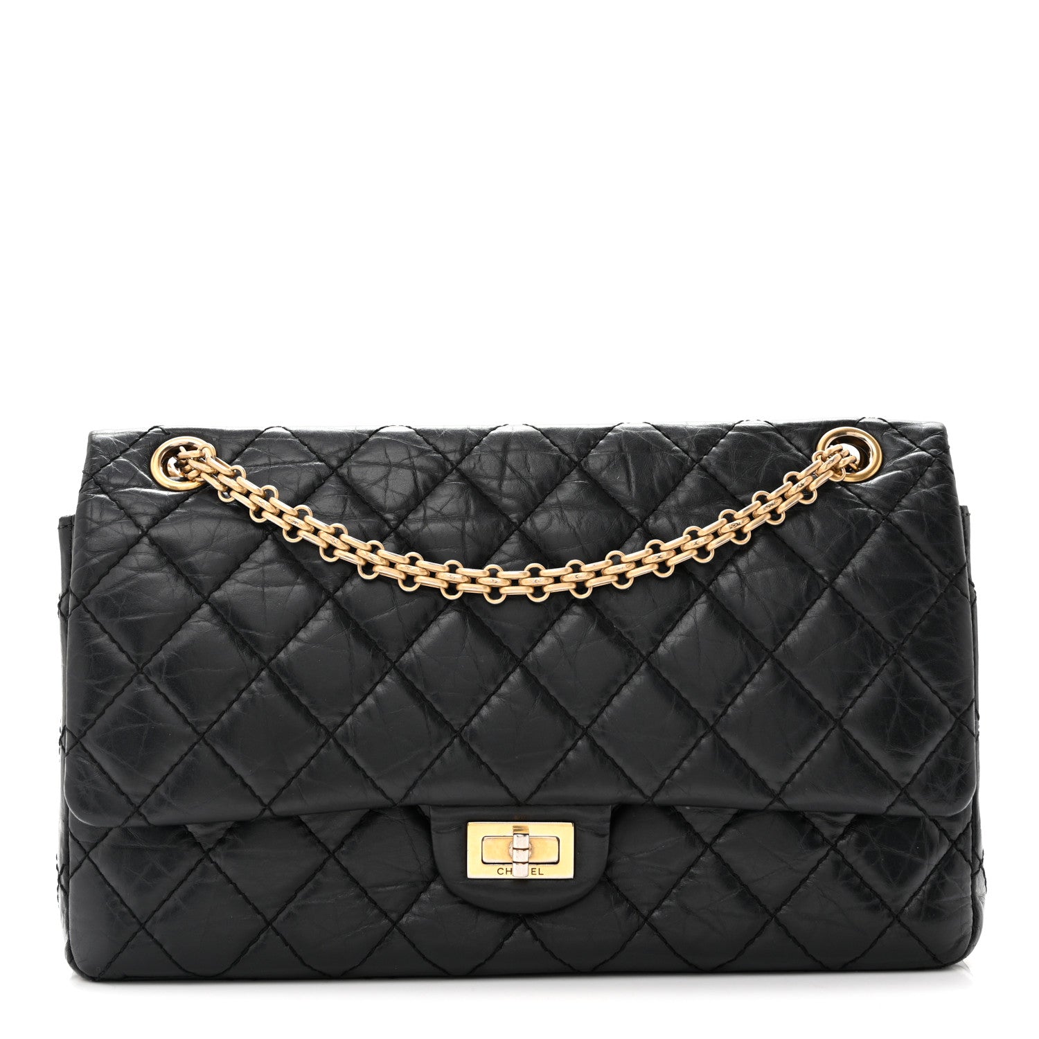 Aged Calfskin Quilted 2.55 Reissue 226 Flap Black