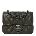 Caviar Quilted Mini Square Flap Dark Charcoal