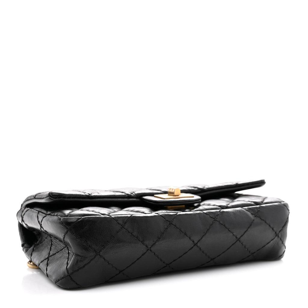 Aged Calfskin Quilted 2.55 Reissue Chain Waist Bag Black