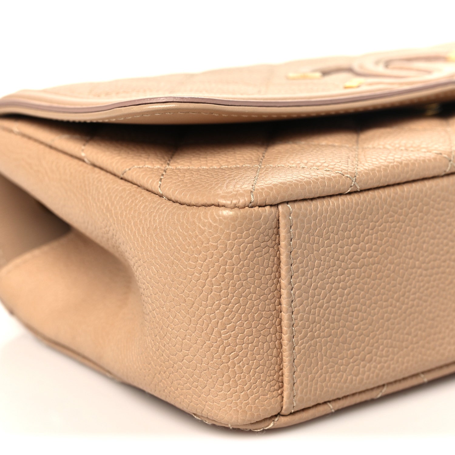 Caviar Quilted Small CC Filigree Flap Beige