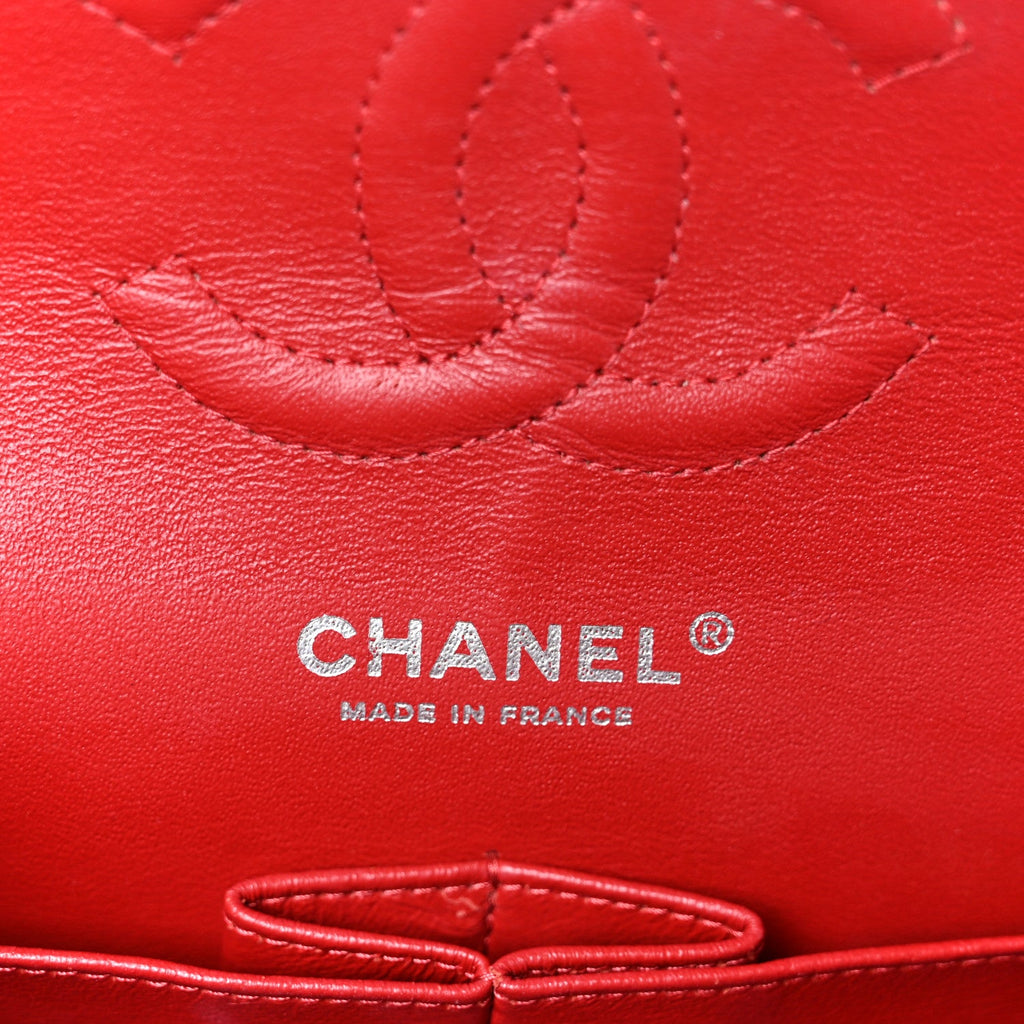 Caviar Quilted Medium Double Flap Red