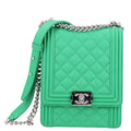 Caviar Quilted North South Boy Flap Green