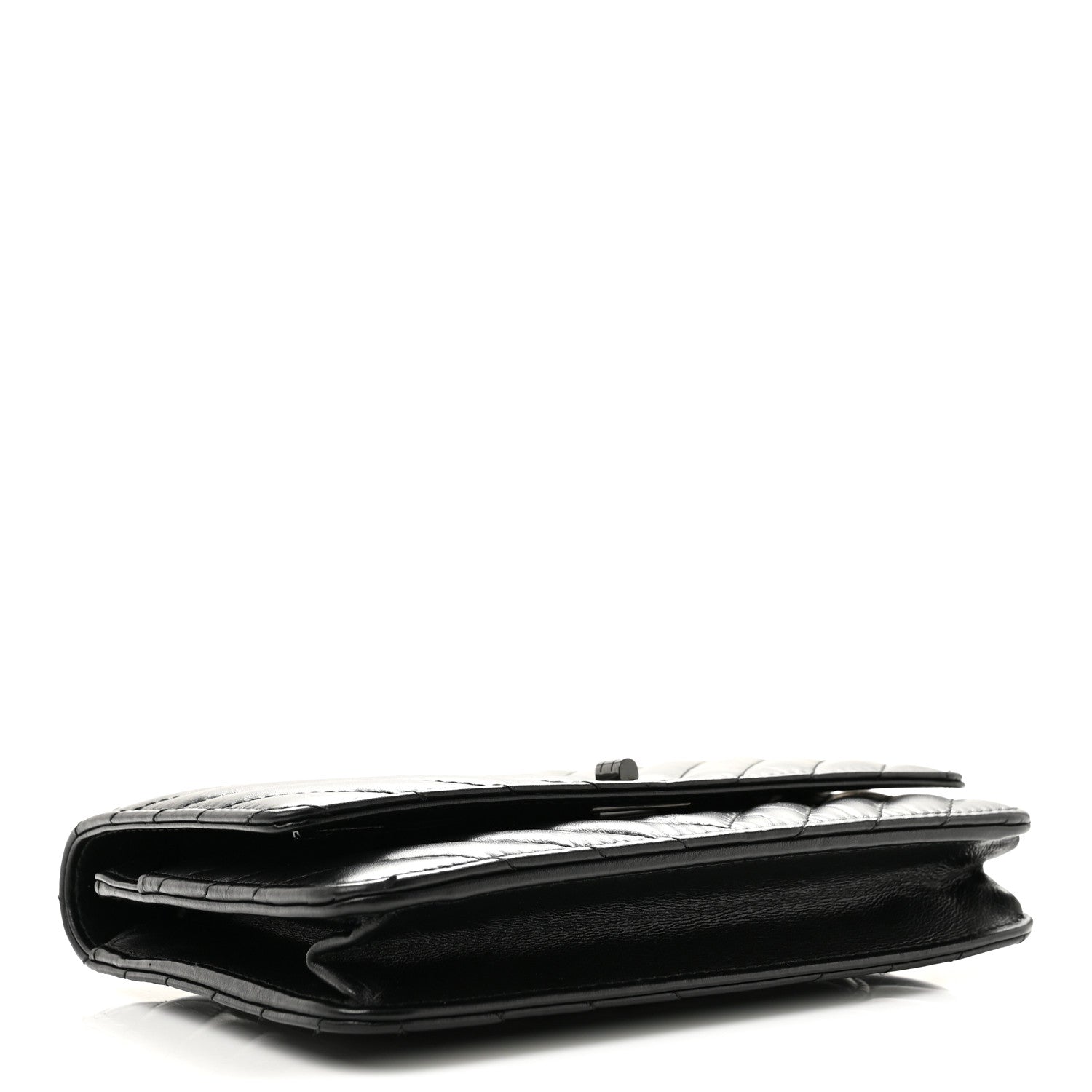 Aged Calfskin Chevron Quilted Reissue Wallet On Chain WOC So Black