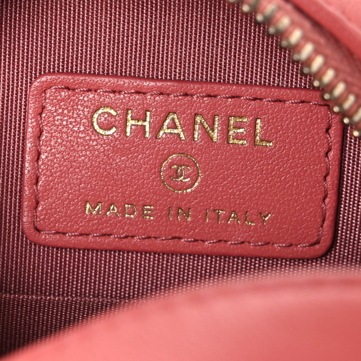 Goatskin Quilted Chanel 19 Round Clutch With Chain  Coral