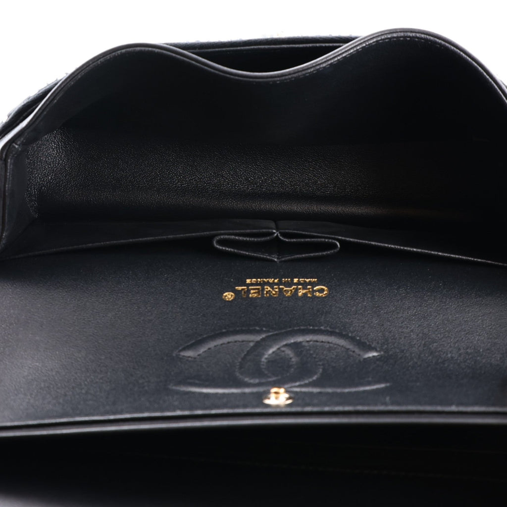 Velvet Crystal Medium Double Flap Black