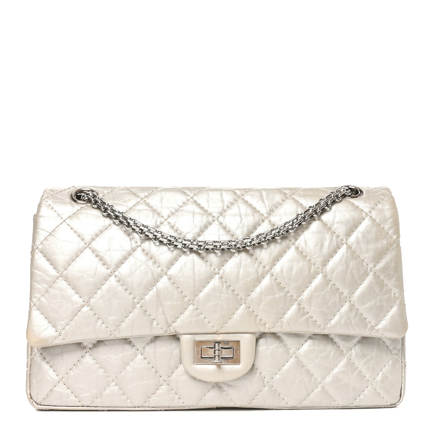 Metallic Aged Calfskin Quilted 2.55 Reissue 226 Flap Silver
