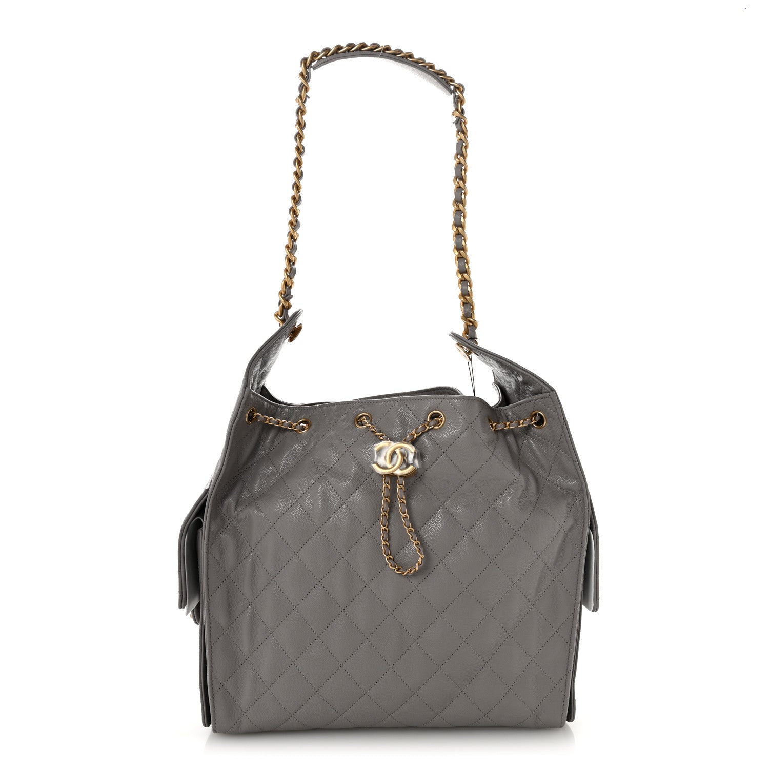 Caviar Quilted Medium Chanel 25 Handbag Dark Grey