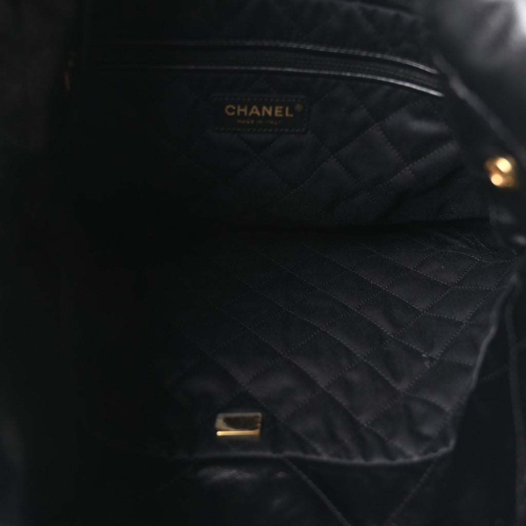 Shiny Calfskin Quilted Small Chanel 22 Black