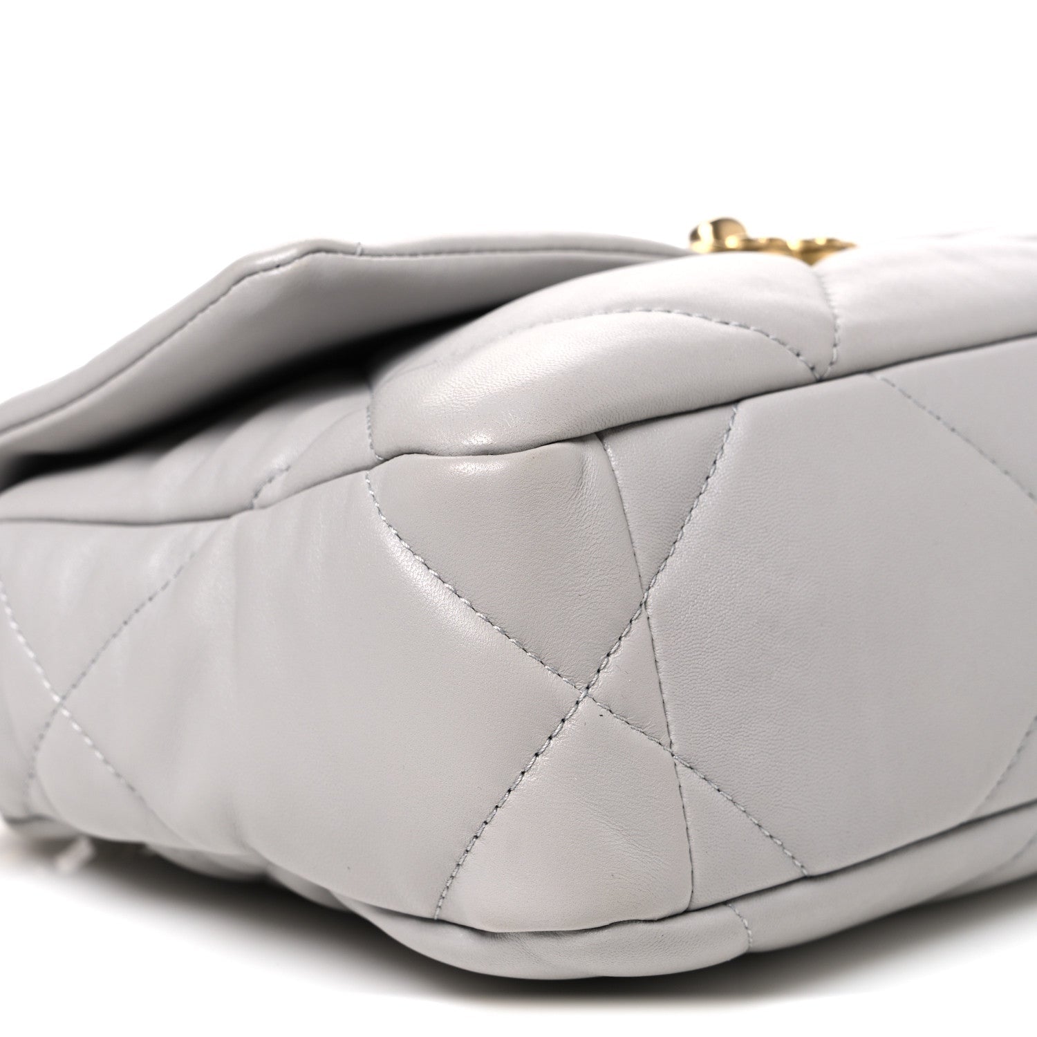 Goatskin Quilted Medium Chanel 19 Flap Grey