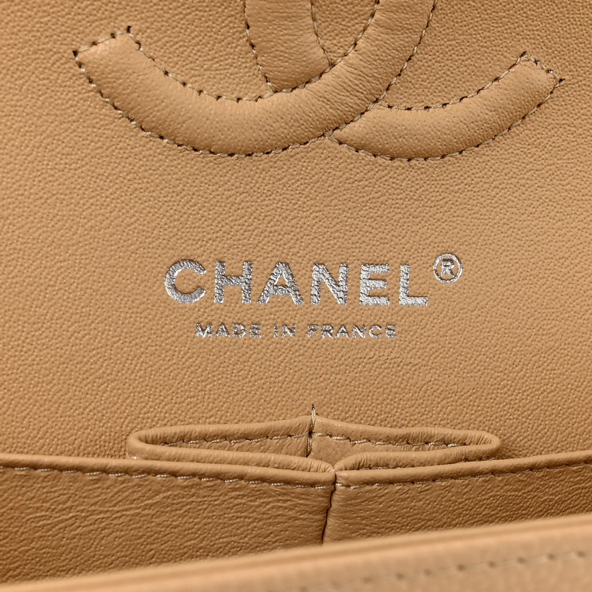 Caviar Quilted Small Double Flap Beige