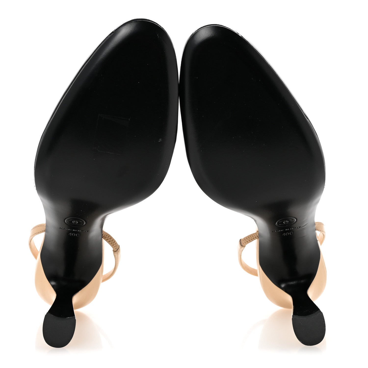 Patent Lambskin Gabrielle Slingback Pumps 40 Beige Black