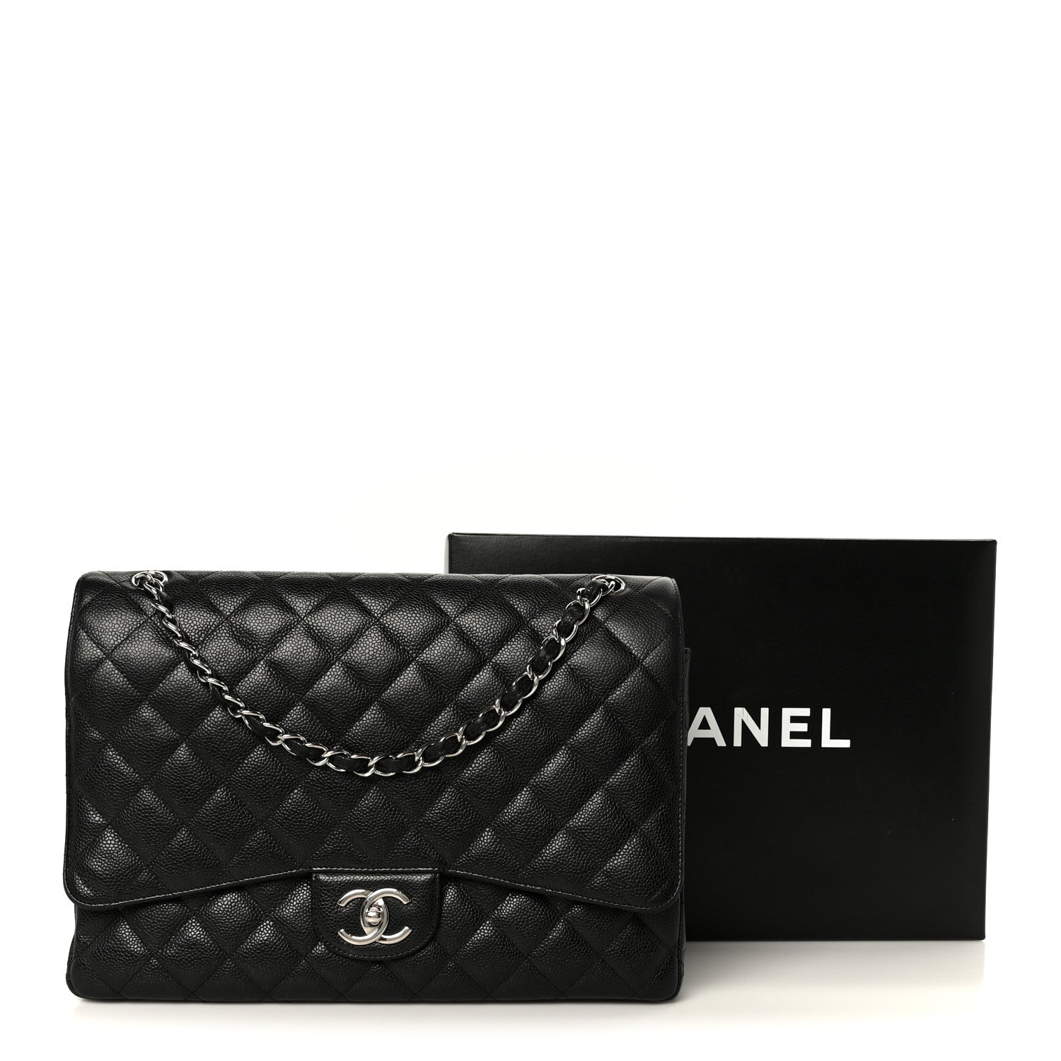 Caviar Quilted Maxi Double Flap Black