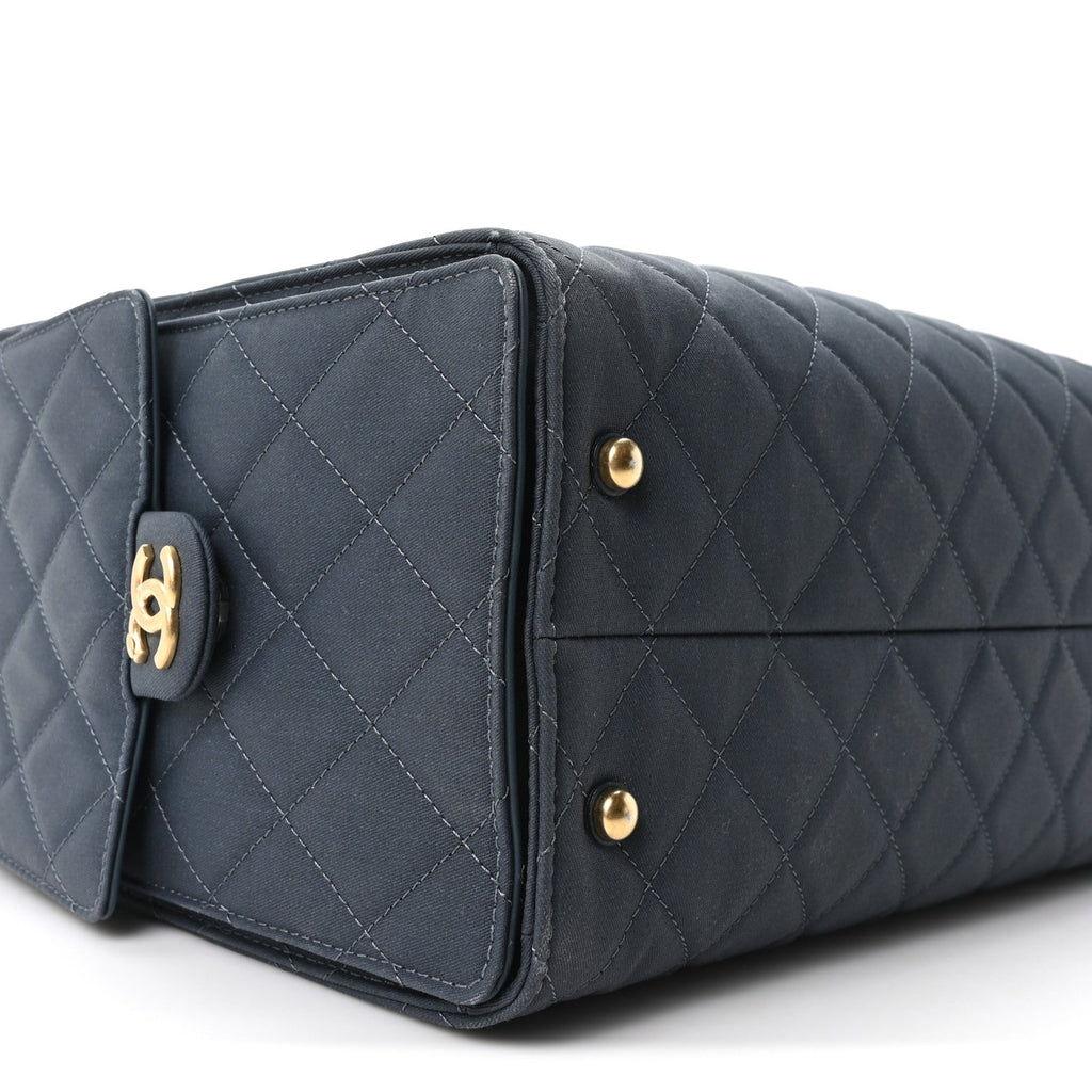 Canvas Quilted Medium Chanel 25 Handbag Dark Blue