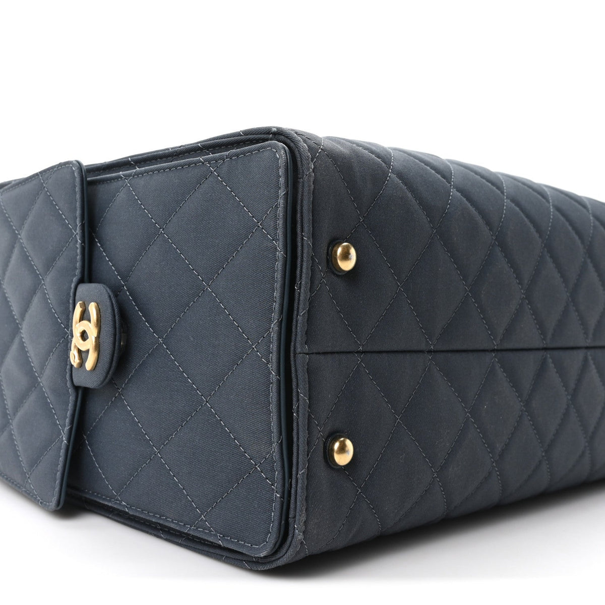 Canvas Quilted Medium Chanel 25 Handbag Dark Blue