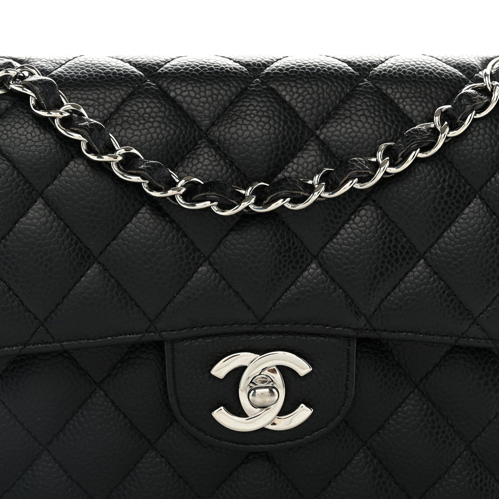 Caviar Quilted Small Double Flap Black