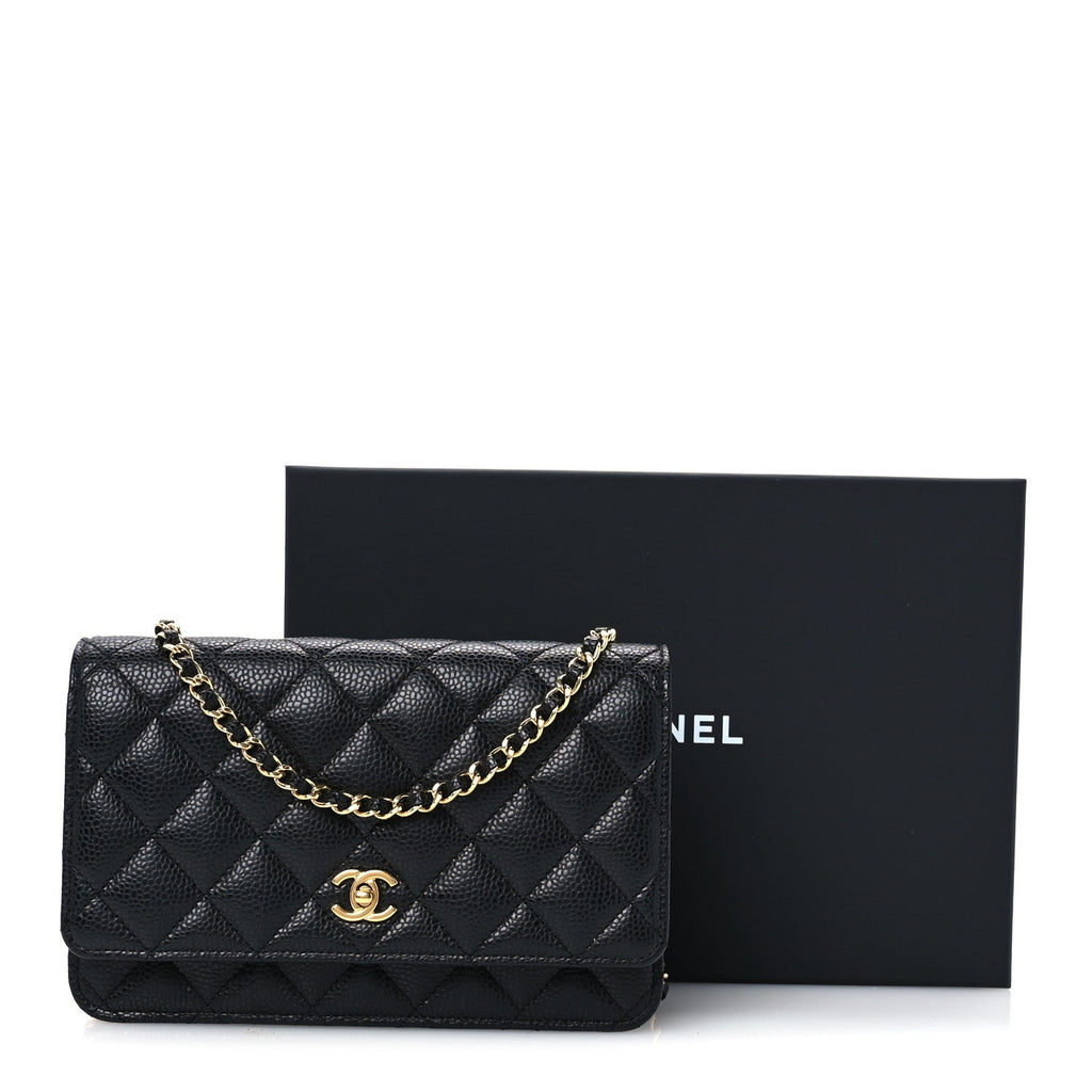 Caviar Quilted CC Turnlock Wallet On Chain WOC Black