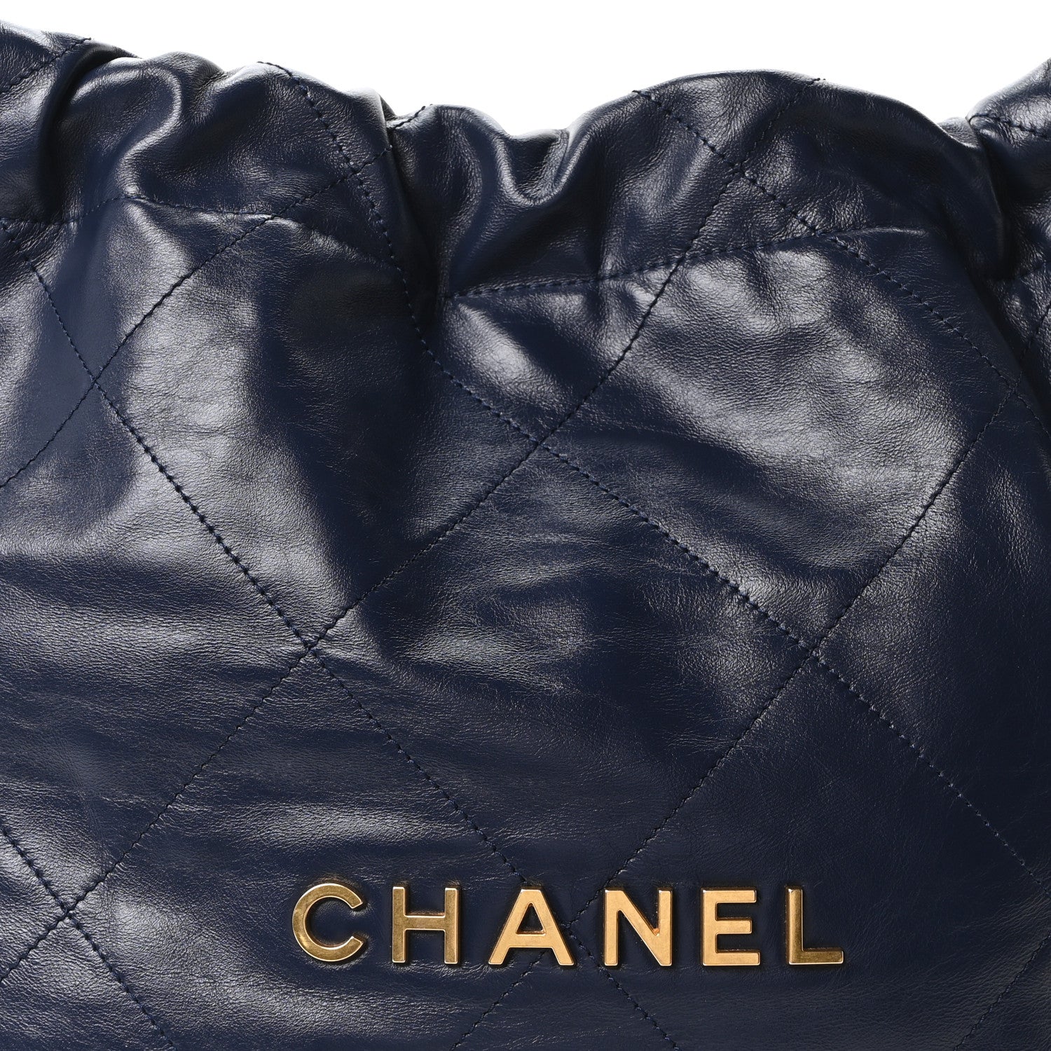Shiny Calfskin Quilted Small Chanel 22 Navy