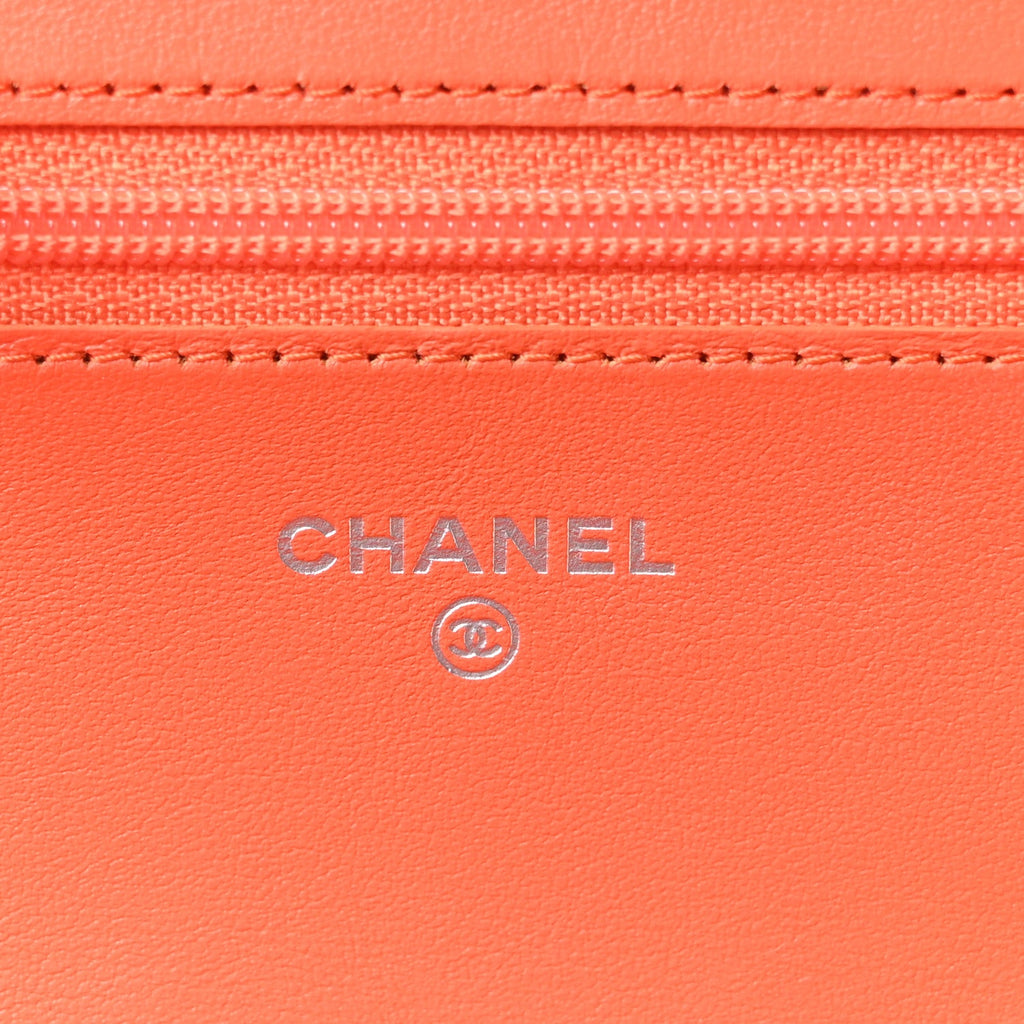 Caviar Quilted Boy Wallet On Chain WOC Orange