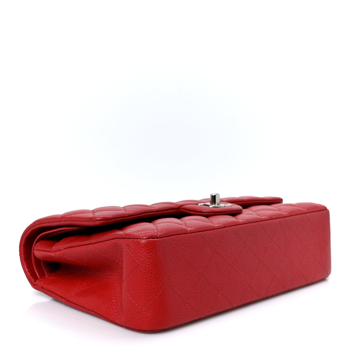 Caviar Quilted Medium Double Flap Red