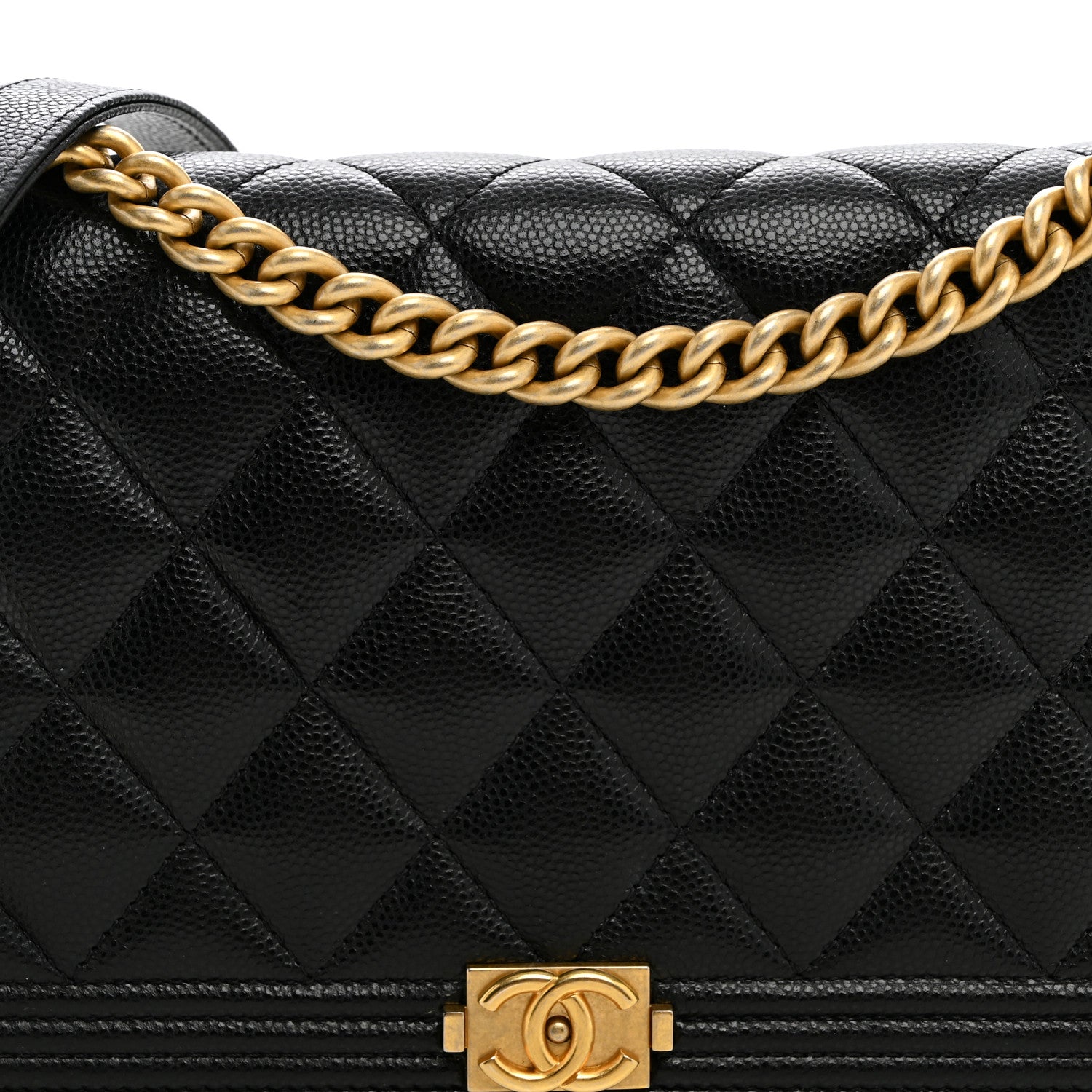 Caviar Quilted Boy Wallet On Chain WOC Black