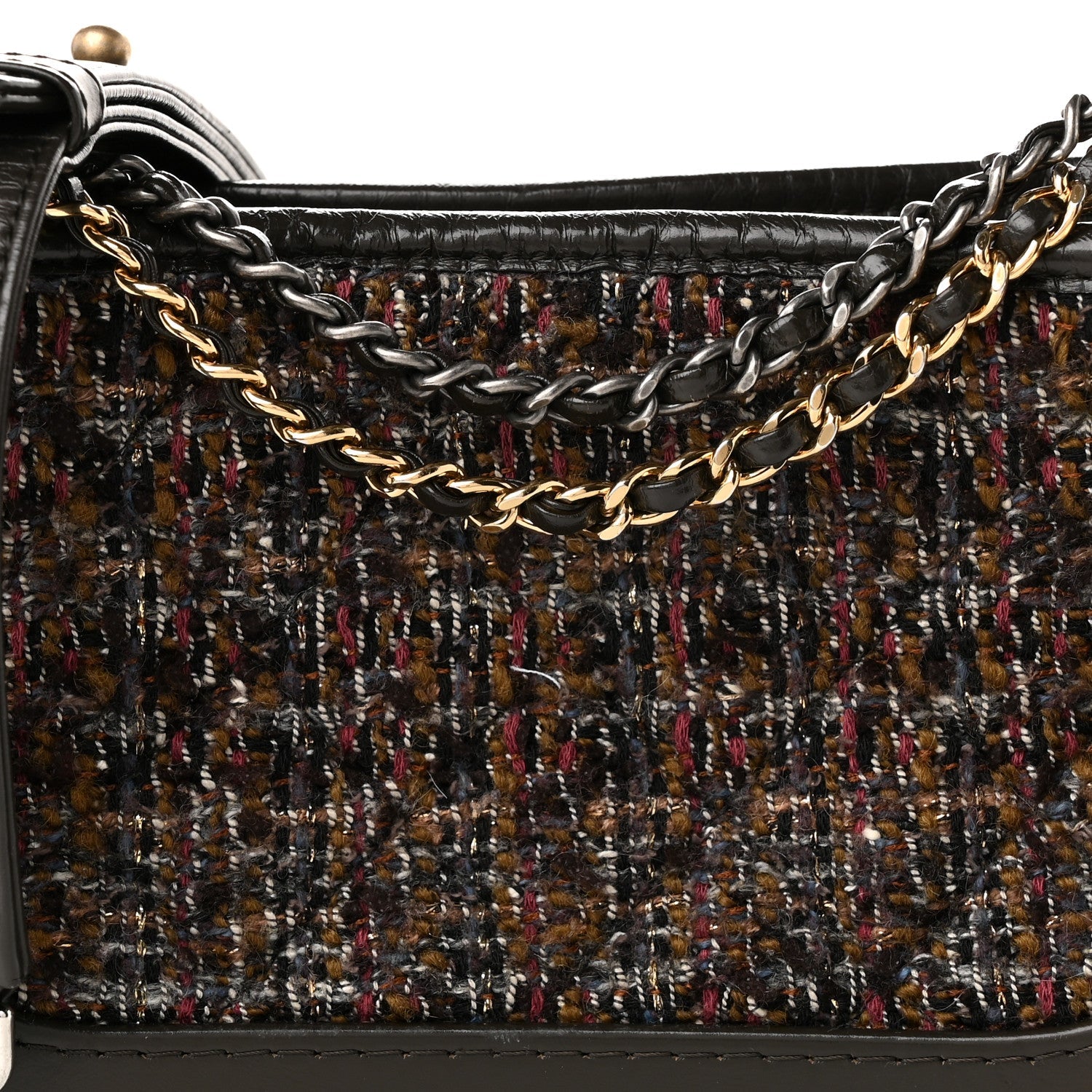 Tweed Calfskin Quilted Small Gabrielle Hobo Brown