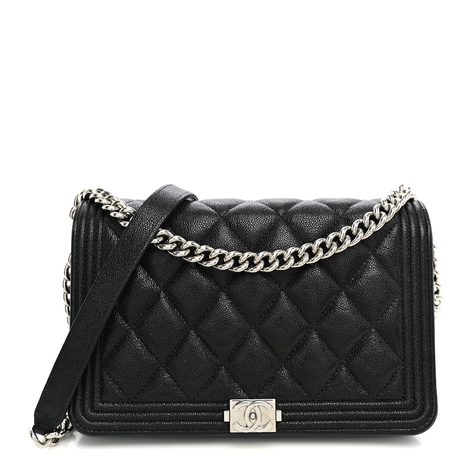 Caviar Quilted Boy Wallet On Chain WOC Black