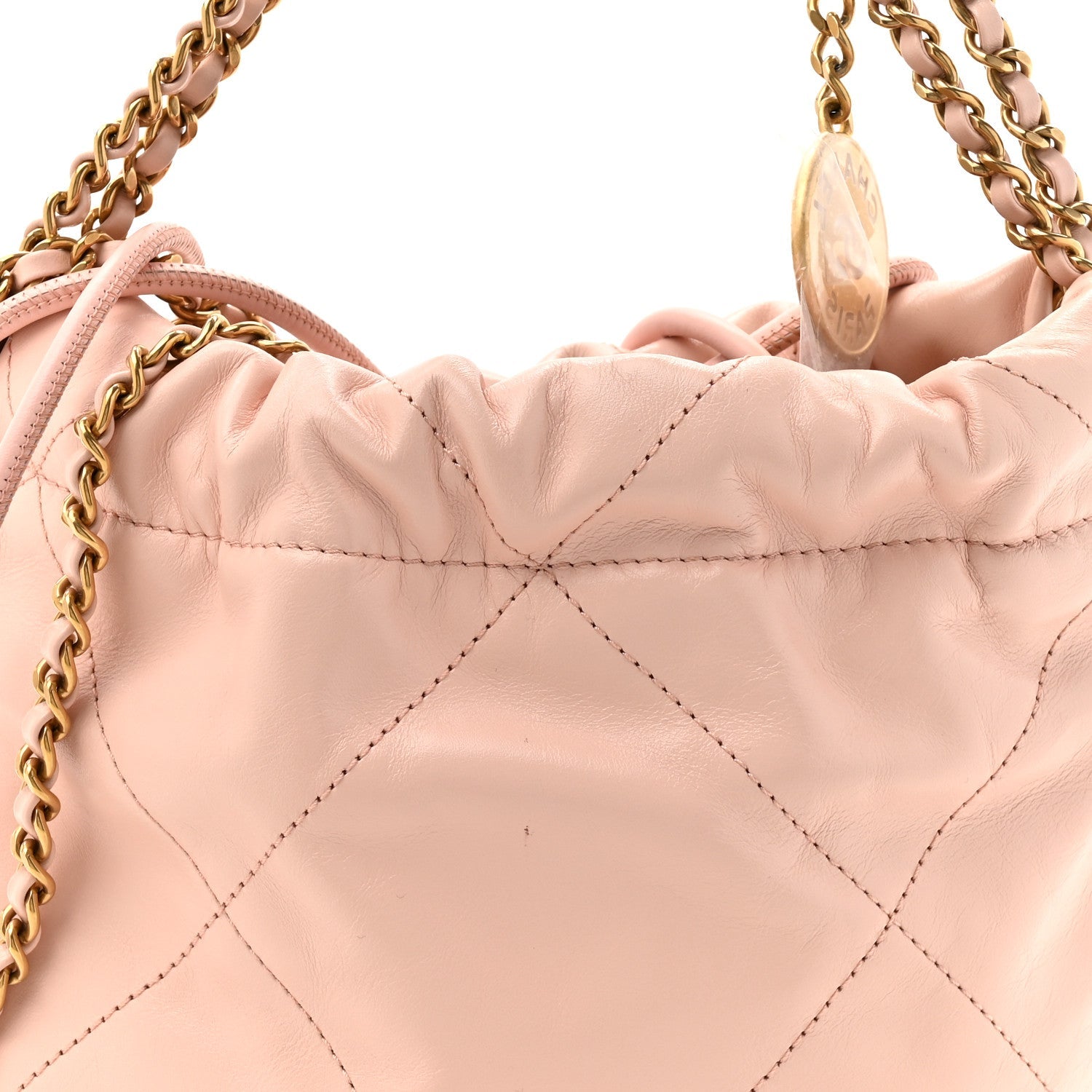 Shiny Calfskin Quilted Mini Chanel 22 Light Pink