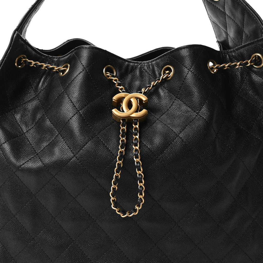 Caviar Quilted Medium Chanel 25 Handbag Black