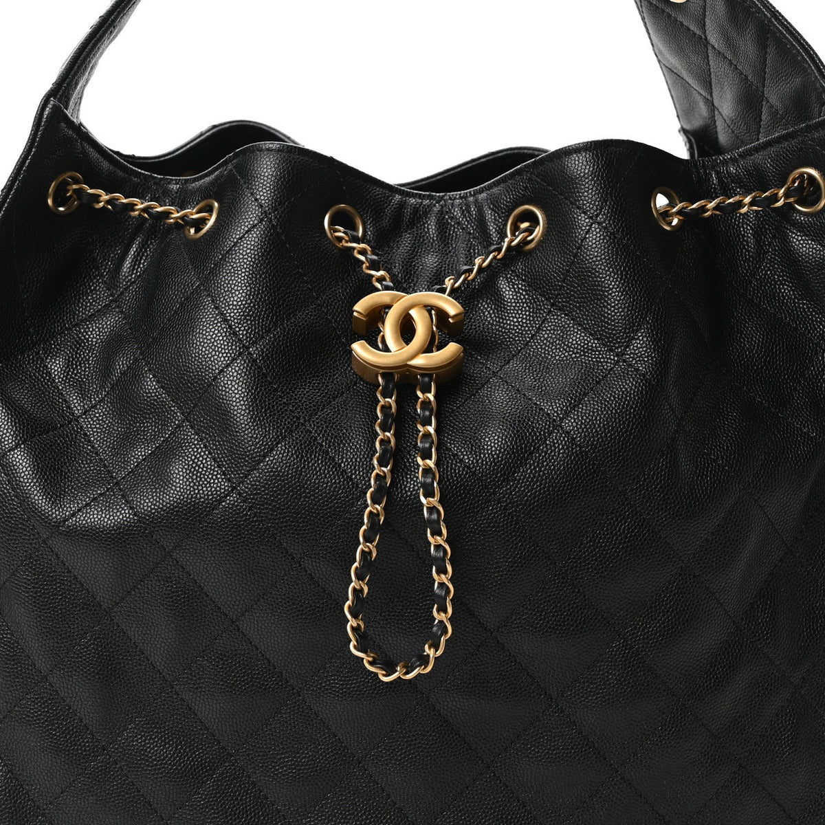 Caviar Quilted Medium Chanel 25 Handbag Black