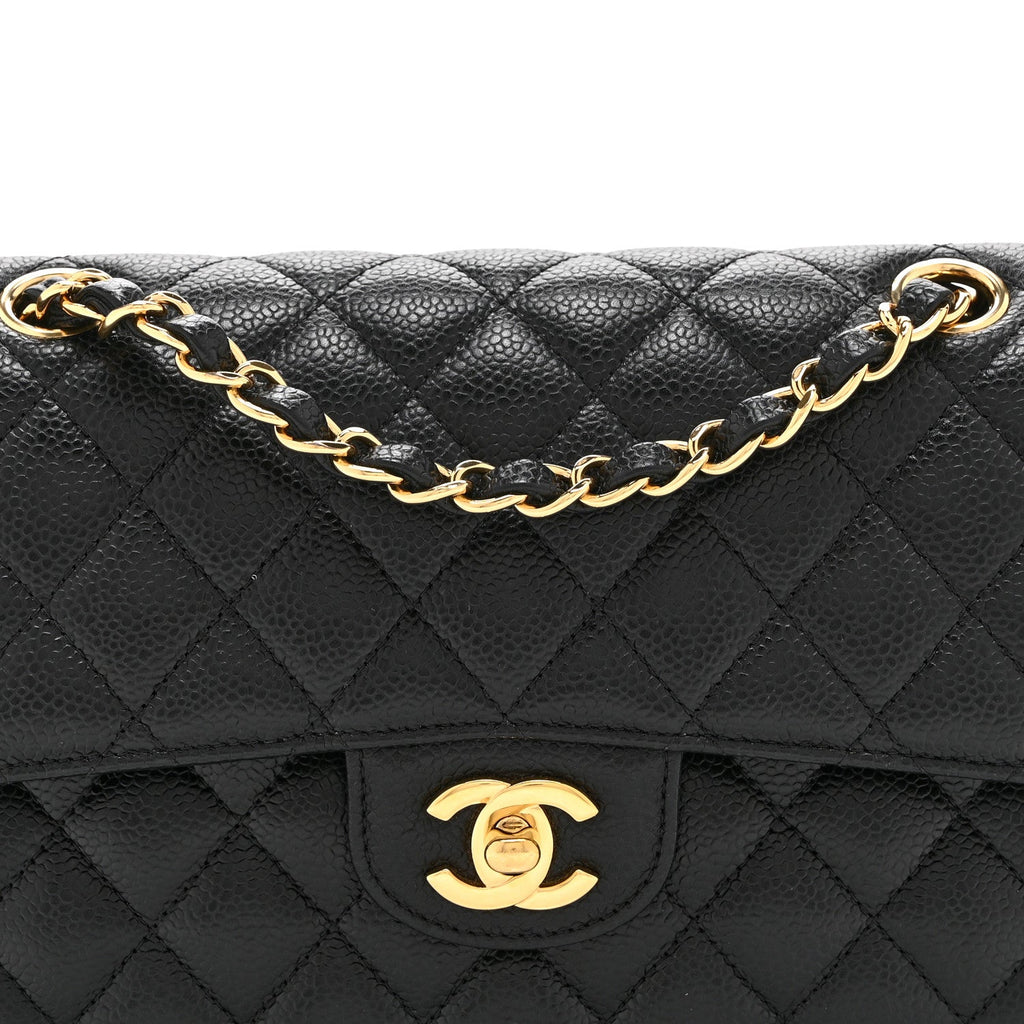 Caviar Quilted Small Double Flap Black