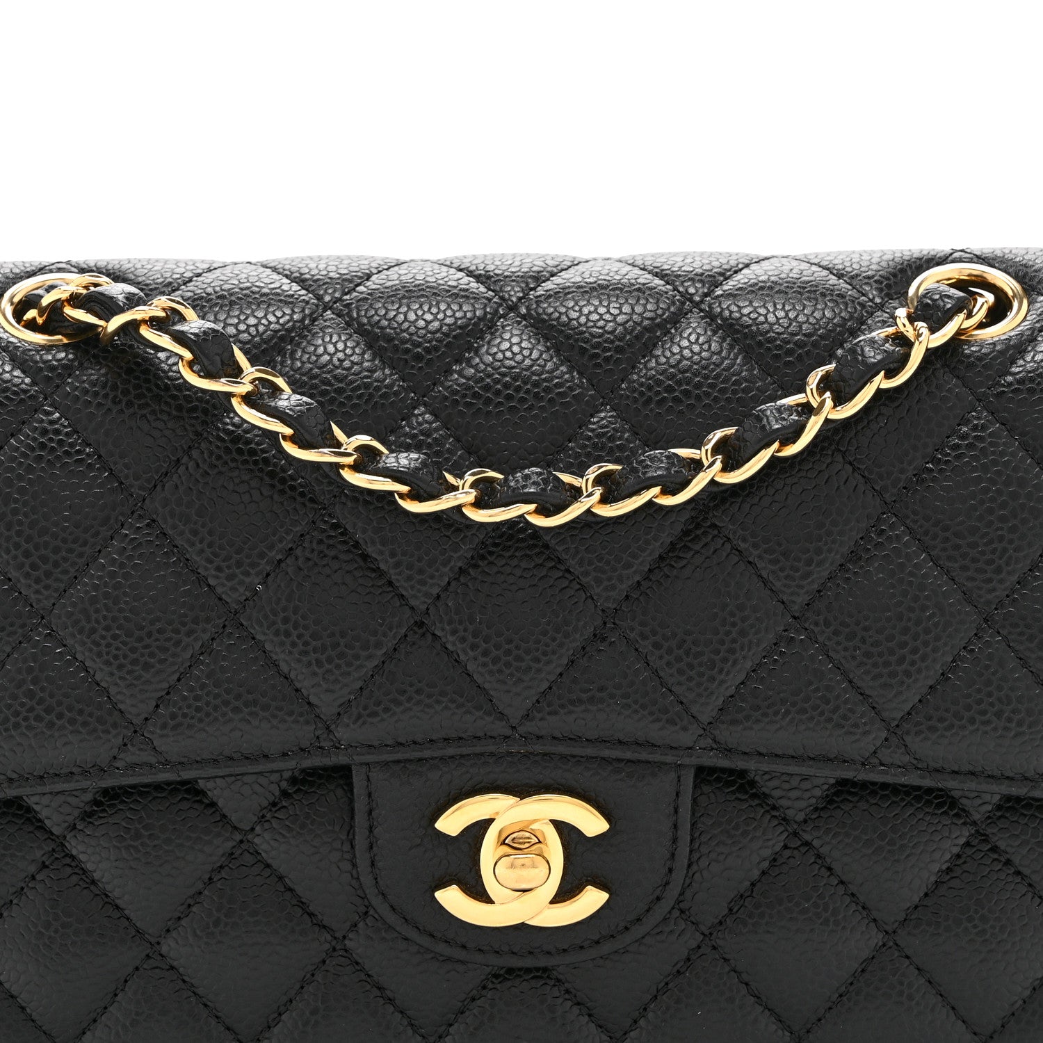Caviar Quilted Small Double Flap Black