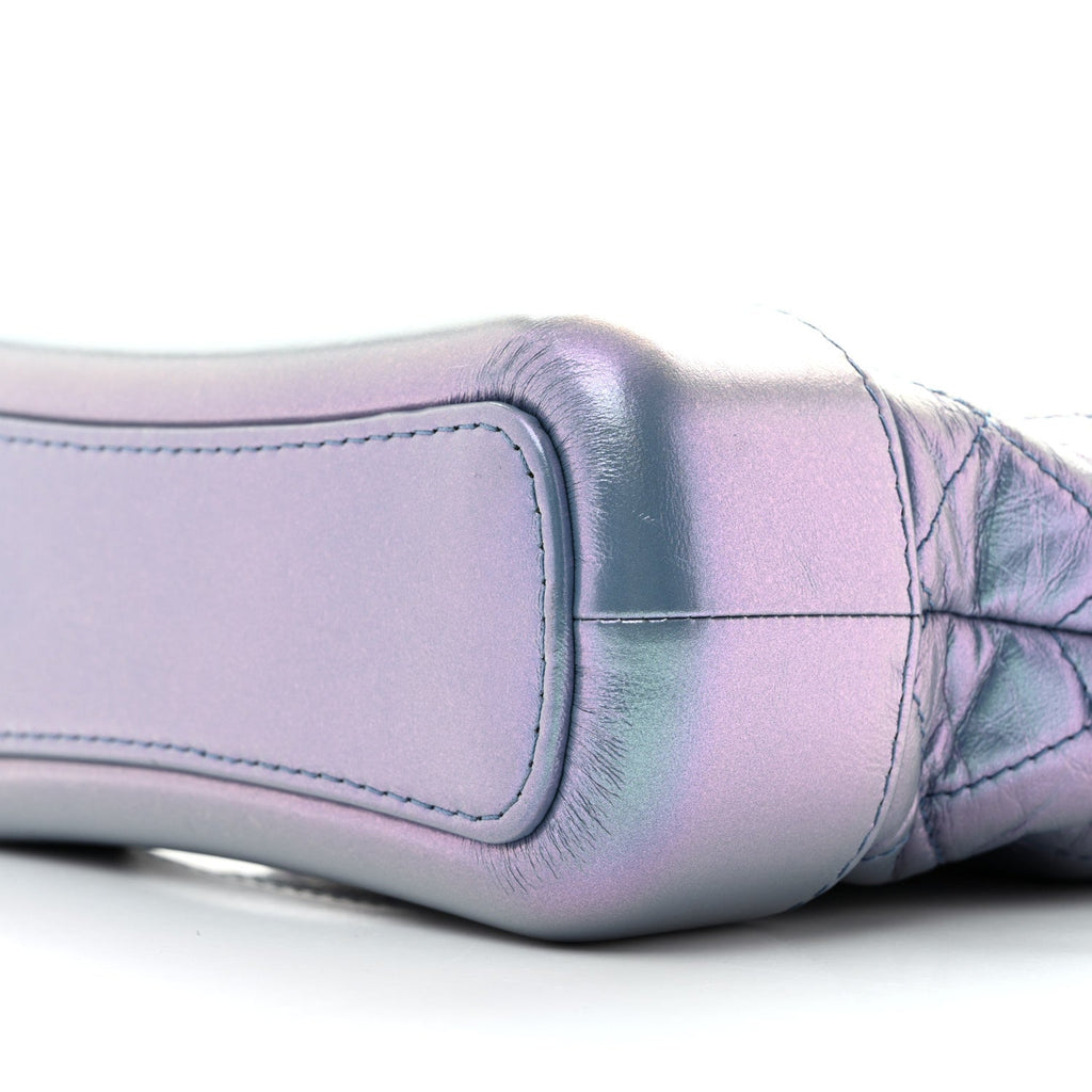 Iridescent Aged Calfskin Quilted Small Gabrielle Hobo Blue
