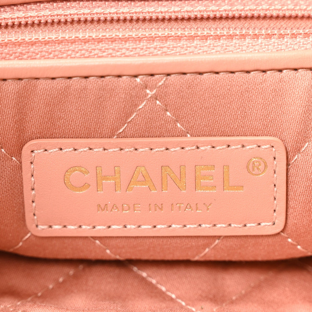 Shiny Calfskin Quilted Chanel 22 Beige