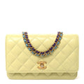 Caviar Quilted CC Turn Lock Wallet On Chain WOC Light Green