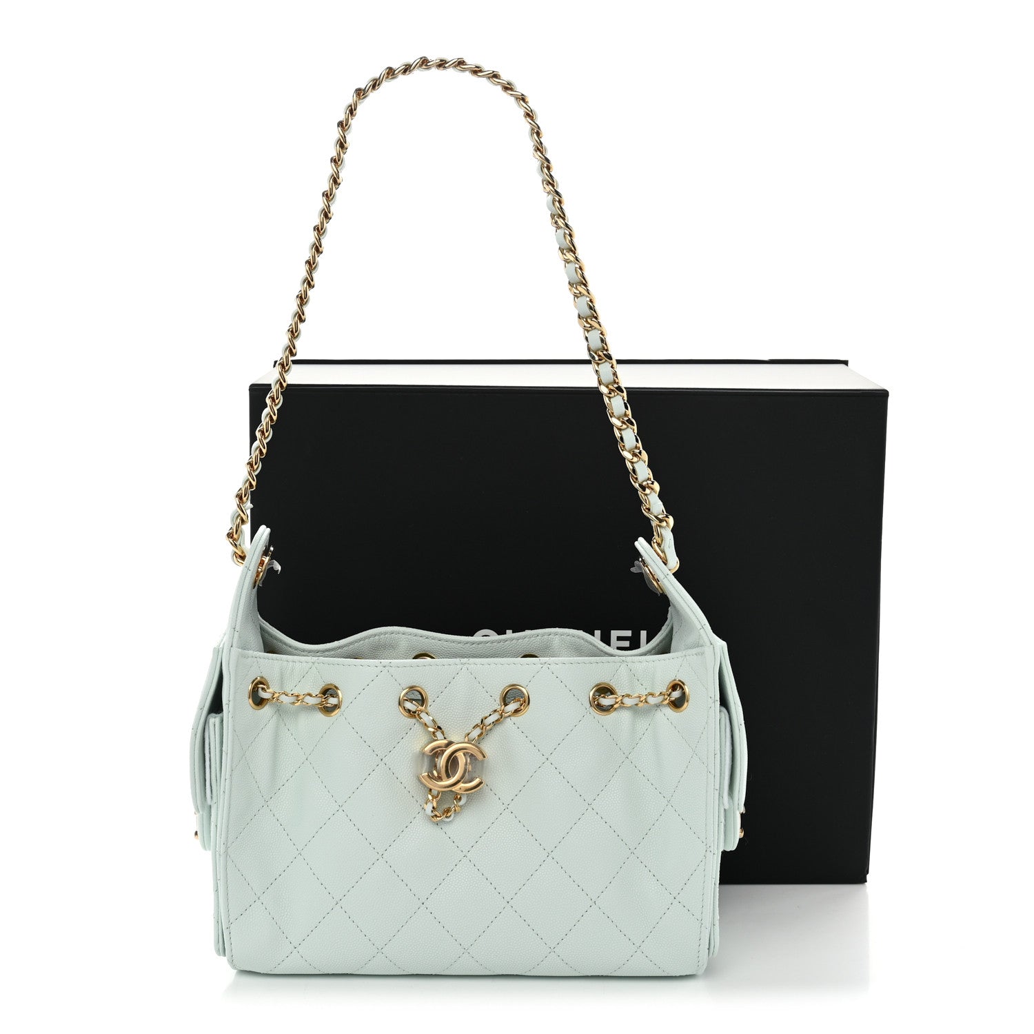Caviar Quilted Mini Chanel 25 Handbag Light Green