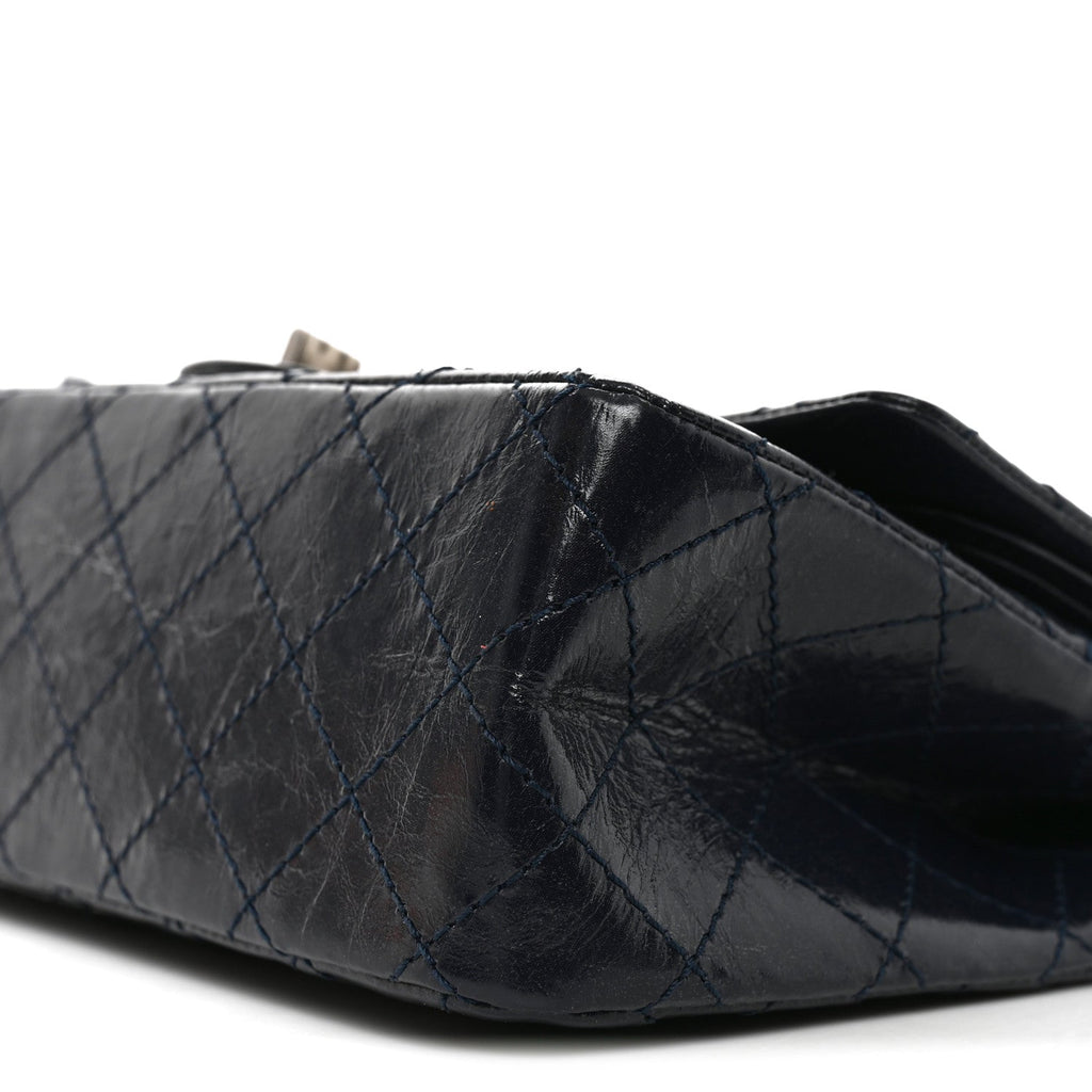 Glazed Calfskin Quilted 2.55 Reissue 225 Flap Dark Navy Blue