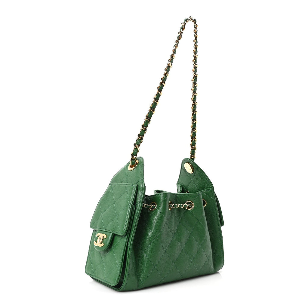 Caviar Quilted Mini Chanel 25 Handbag Green